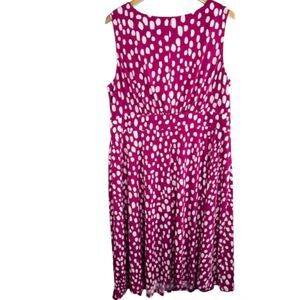London Times NWOT Women's Magenta Dot Sleeveless Fit & Flare Dress Plus Size 16W